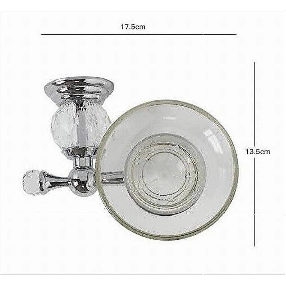Trade Shop - Porta Sapone Saponetta Con Piattino Vetro Montaggio A Parete Bagno Crystal 52823 -