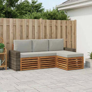Set di divani da esterno 4 pz Naturale e Grigio Chiaro 3384217