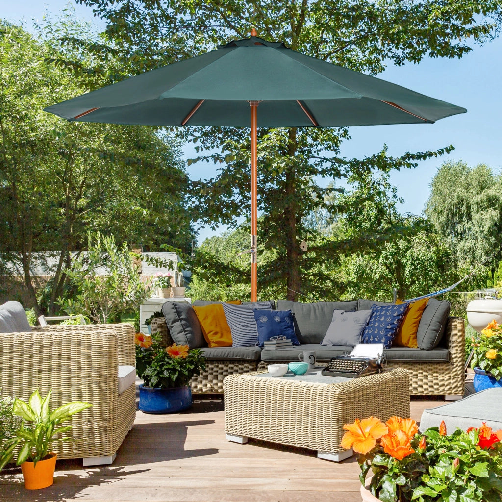 Ombrellone da giardino in legno ¨C zephmum ¨C 2.5m verde scuro