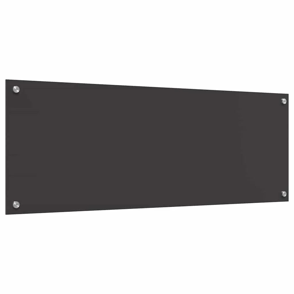 Set di 2 paraschizzi da cucina resistenti al calore dal design moderno 110 x 40 cm in vetro temperato grigio scuro 02_0056272
