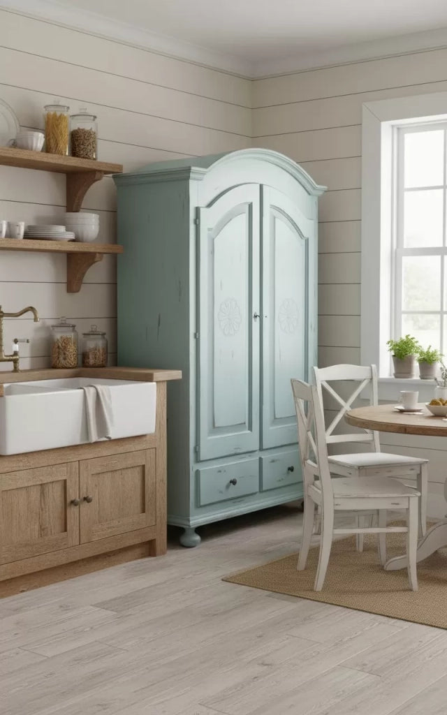 Armadio 2 porte shabby legno azzurro consumato 125x61x200 - Mobili 2G