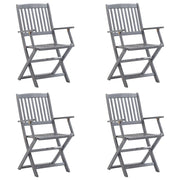 Sedie da Giardino Pieghevoli 4pz con Cuscini in Massello Acacia 3064534