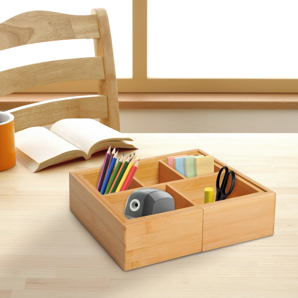 ORGANIZER ESTRAIBILE PER CASSETTO 24,6x17,6x7 cm Bambù Naturale 5/7 scomparti