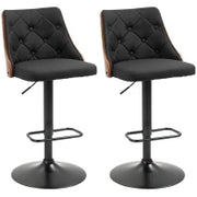 Set 2 Sgabelli da Bar Girevoli ad Altezza Regolabile per Cucina e Soggiorno, 47.5x50x93.5-116 cm, Nero e Noce