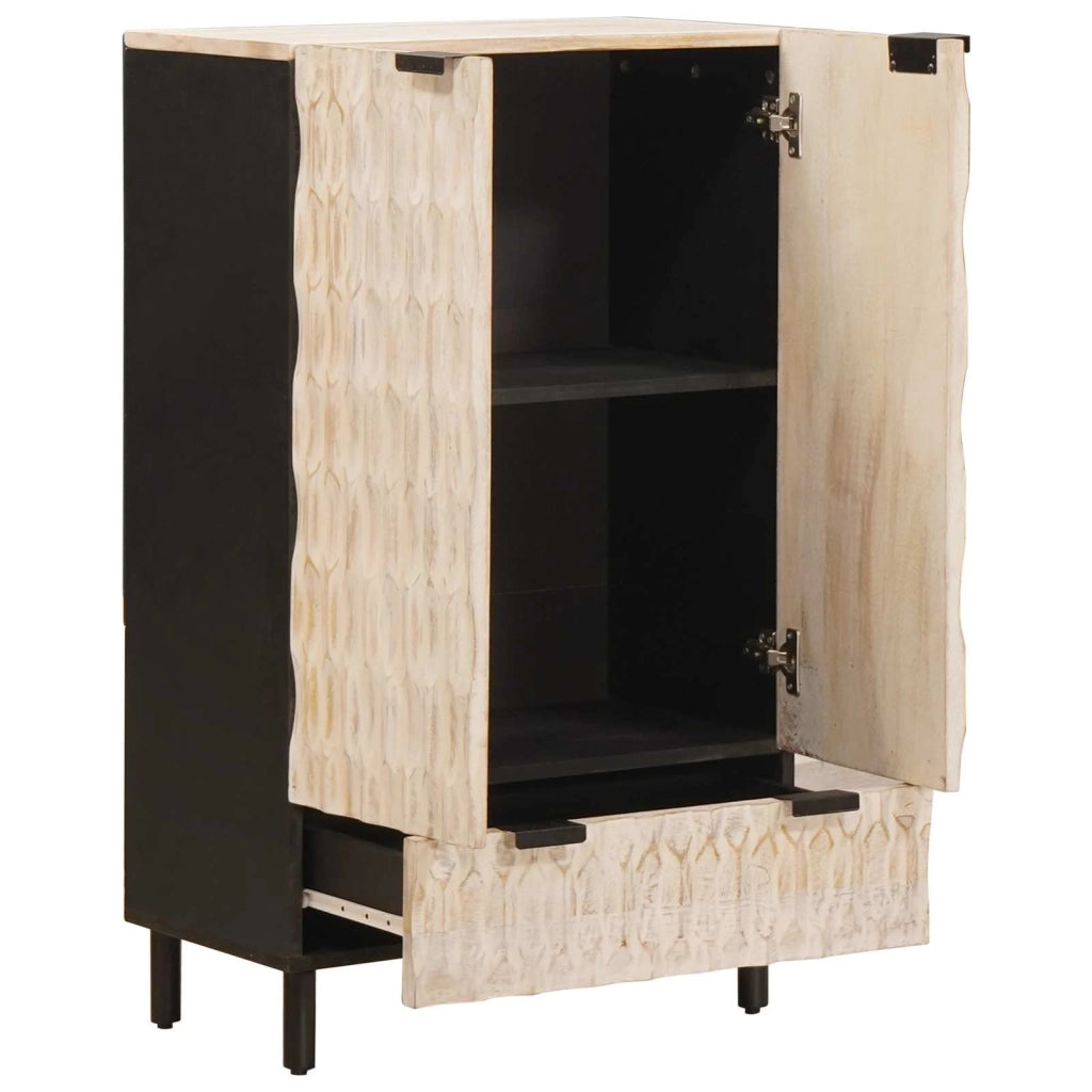 Credenza con Cassetto-Buffet-Armadio da cucina Finitura Bianco Lavato 60 x 33,5 x 100 cm