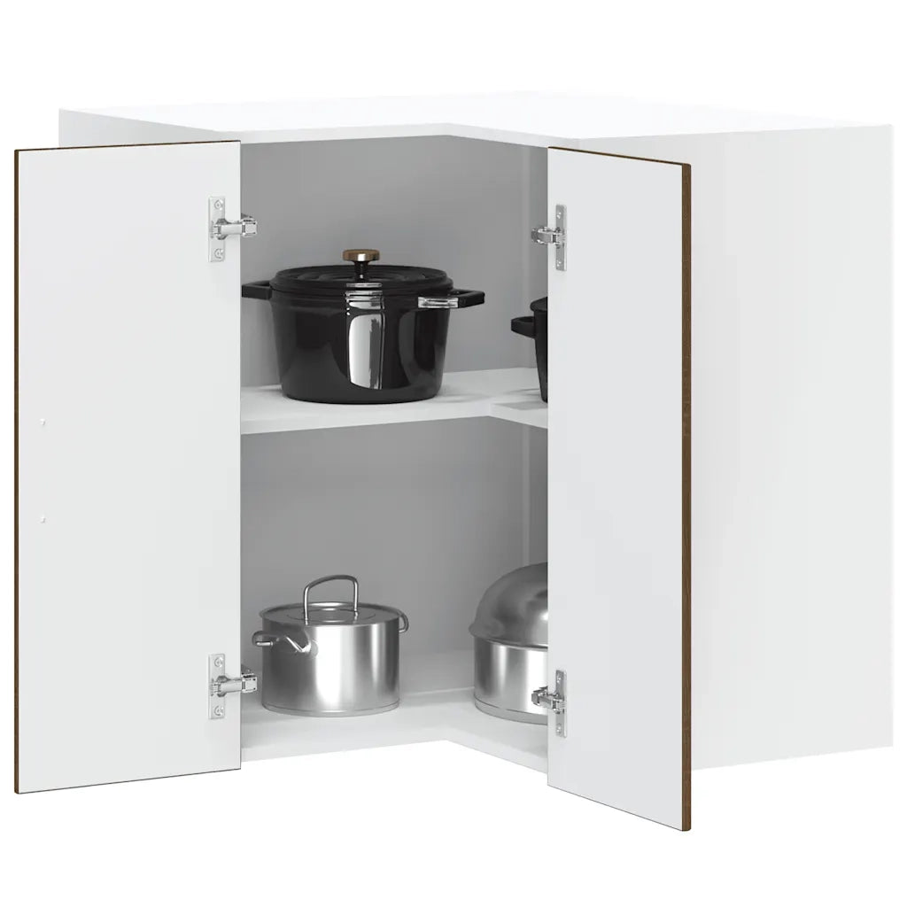 Pensile da Cucina ad Angolo-Mobile Cucina da Parete Lucca Rovere Marrone in Truciolato