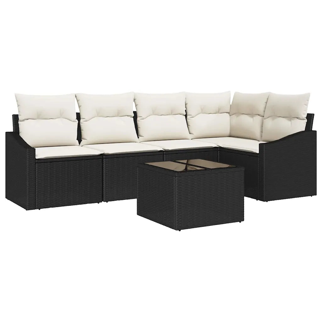 Set di divani con cuscino 6 pcs Nero polyrattan 3346727