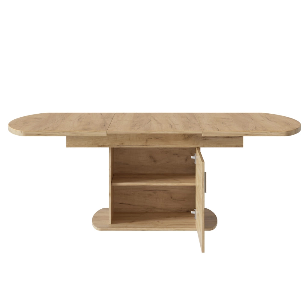 Tavolo da pranzo allungabile 140/200x80x75 cm con vani contenitore in truciolare naturale