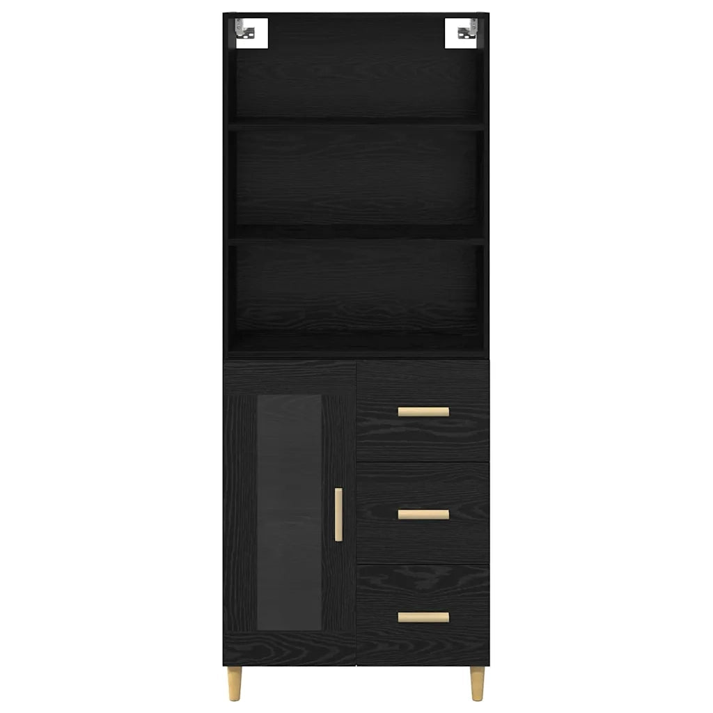 Credenza Rovere Nero 69,5 x 32,5 x 180 cm Legno multistrato
