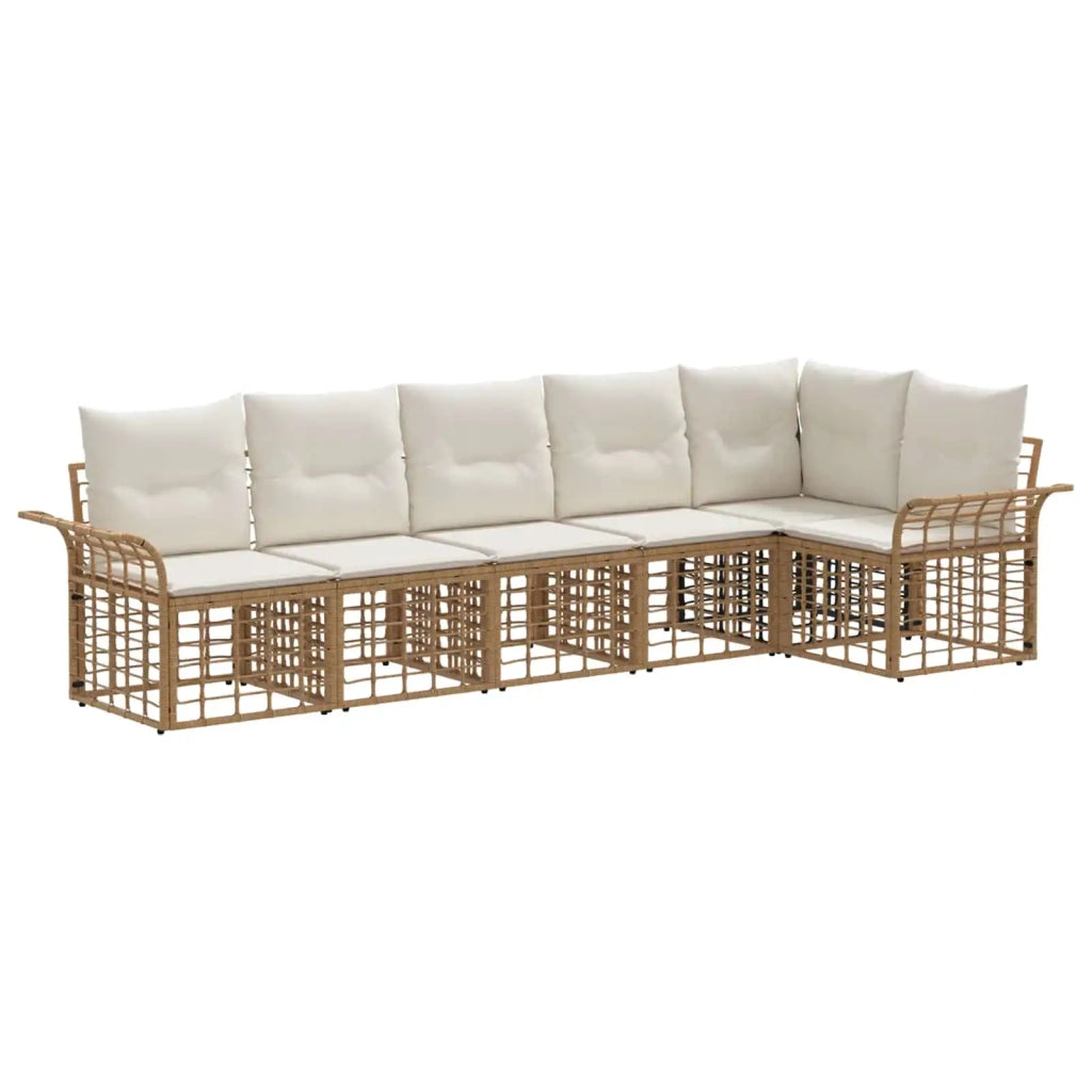 Set di divani da esterno 6 pz | Set Salotto da Giardino Naturale e Bianco Crema