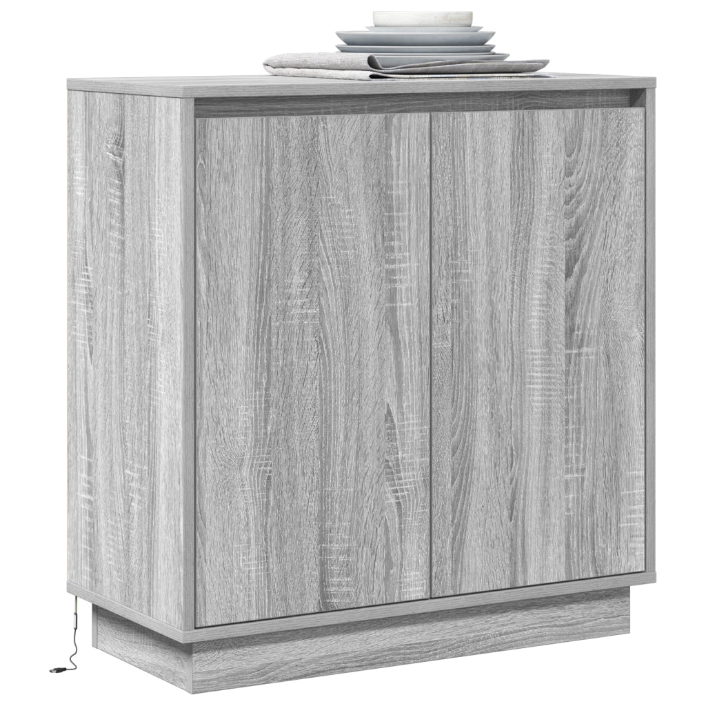 Credenza LED Grigio Sonoma 71x34,5x75 cm in Legno Ingengnerizzato