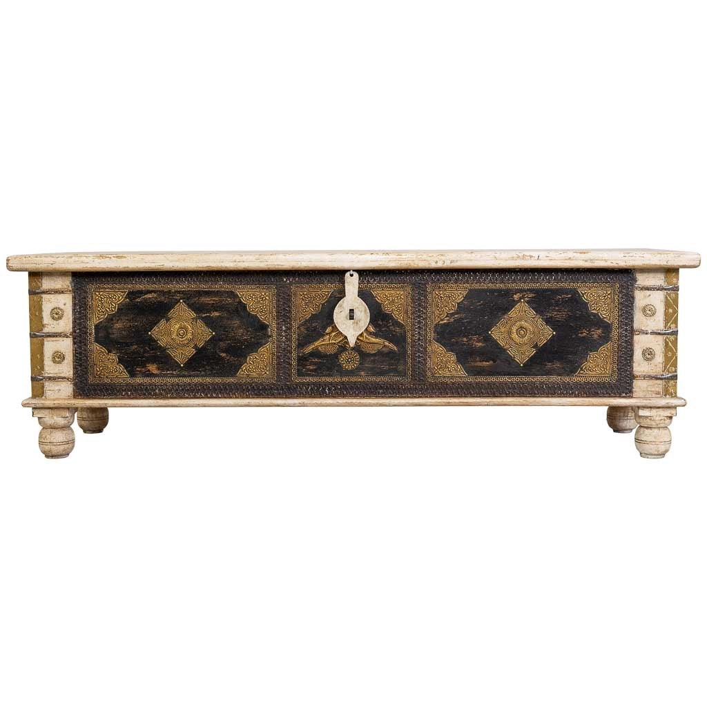 Baule in legno beige fatto a mano 150x45x45h cm