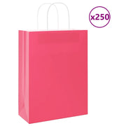 Sacchetti di Carta 250 pz con Manici Rosa 26x12x35 cm