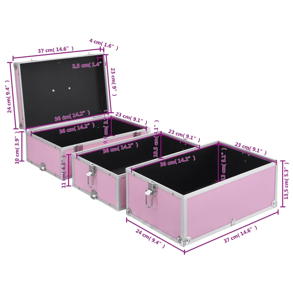 Valigia per Cosmetici 37x24x40 cm Rosa in Alluminio CFW8139061