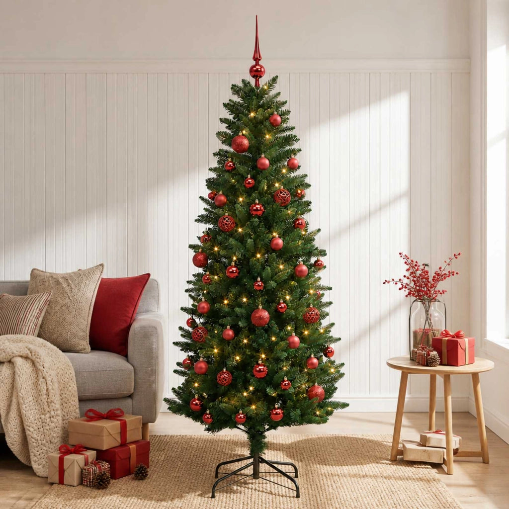 Albero di Natale Artificiale con Palline 150 cm 150 LED 3465924