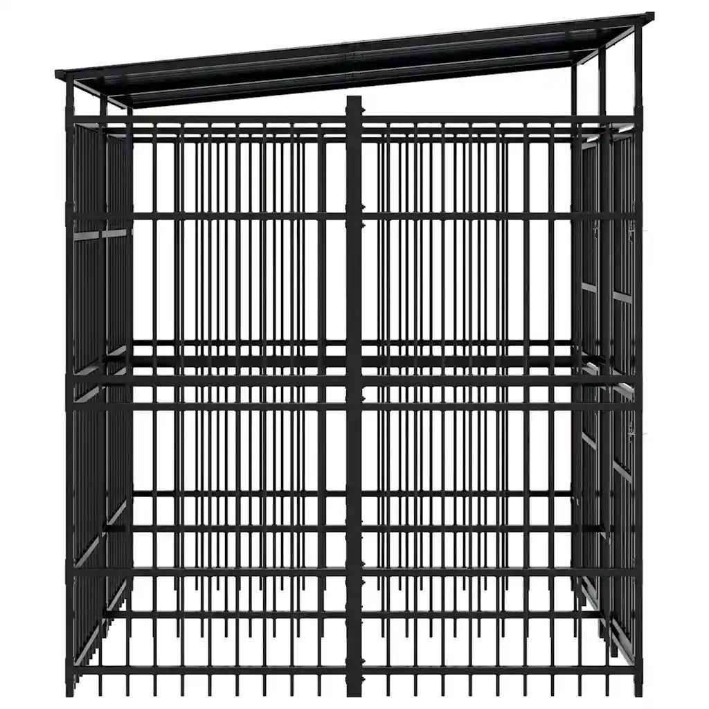 Gabbia per Cani da Esterno con Tetto in Acciaio 3,69 m² 3097947