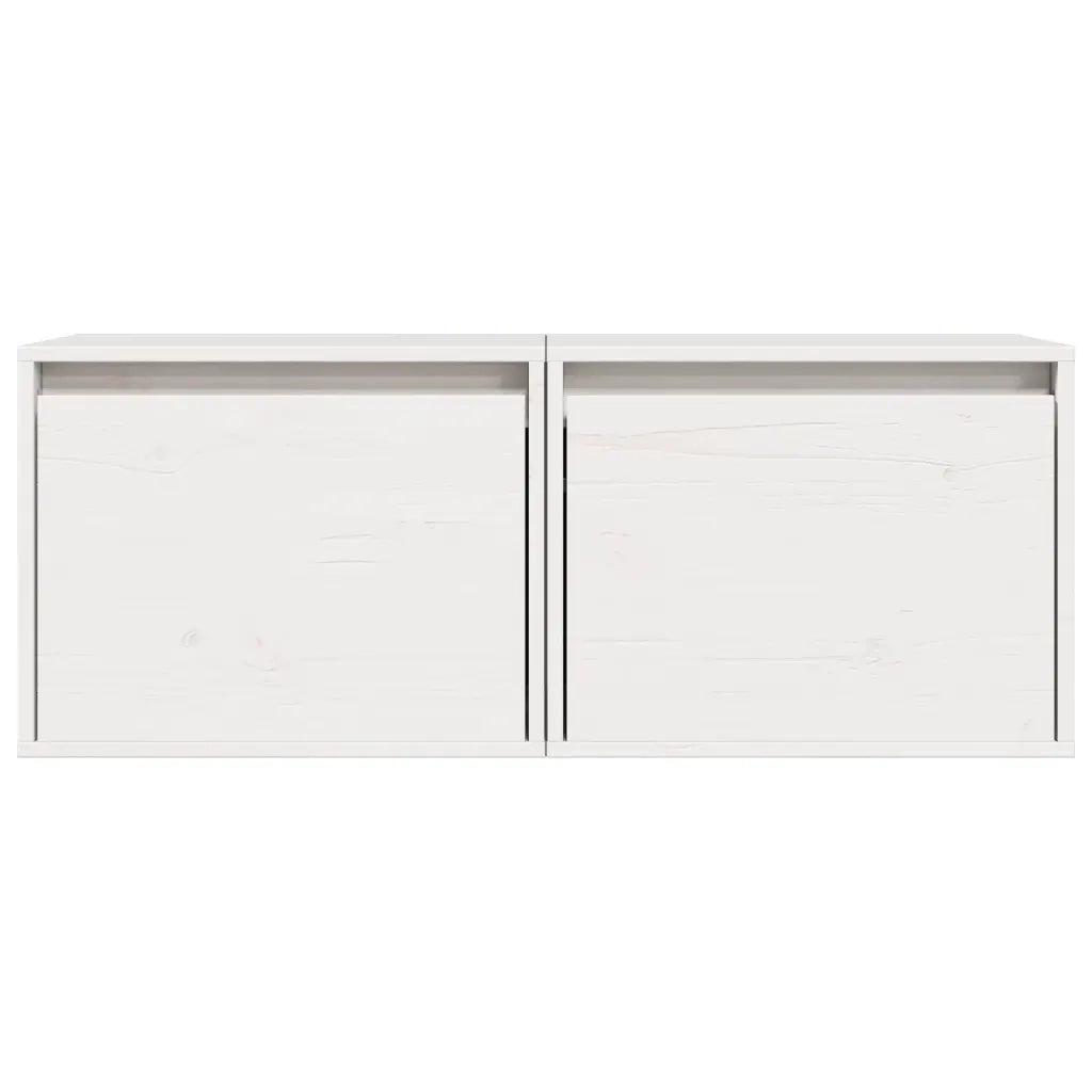 Pensili Bianchi 2 pz 45x30x35 cm in Legno Massello di Pino 813438