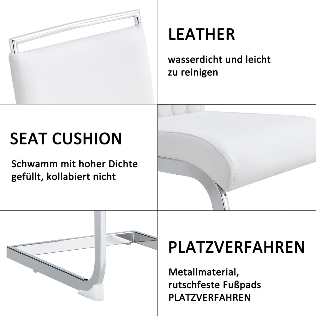 Sedia con schienale alto ergonomica in metallo bianca