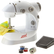 Trade Shop - Mini Macchina Da Cucire Cucitrice Portatile 4 In 1 Da Viaggio Con Pedale Ago -