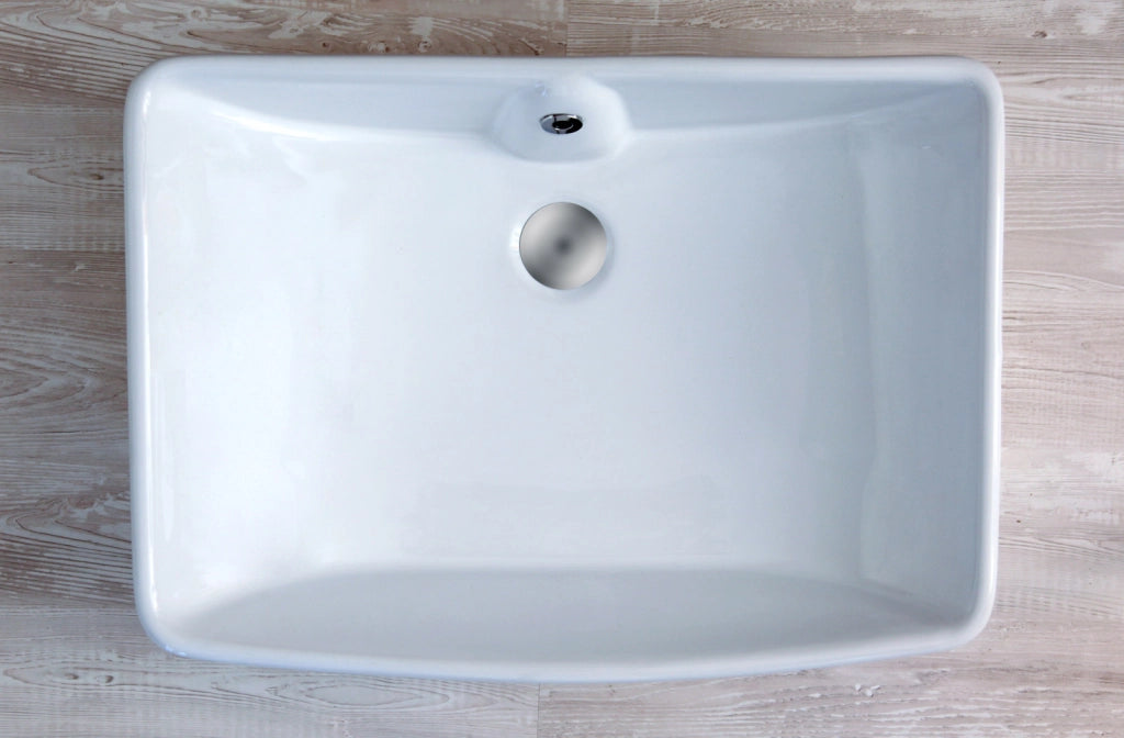 Lavabo appoggio rettangolare con troppo pieno 59x42x16cm bianco Mues Trynco