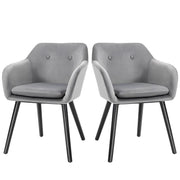 SET DI 2 SEDIE PER SALA DA PRANZO CON BRACCIOLI IMBOTTITE E IN VELLUTO, 54X56X74CM, GRIGIO