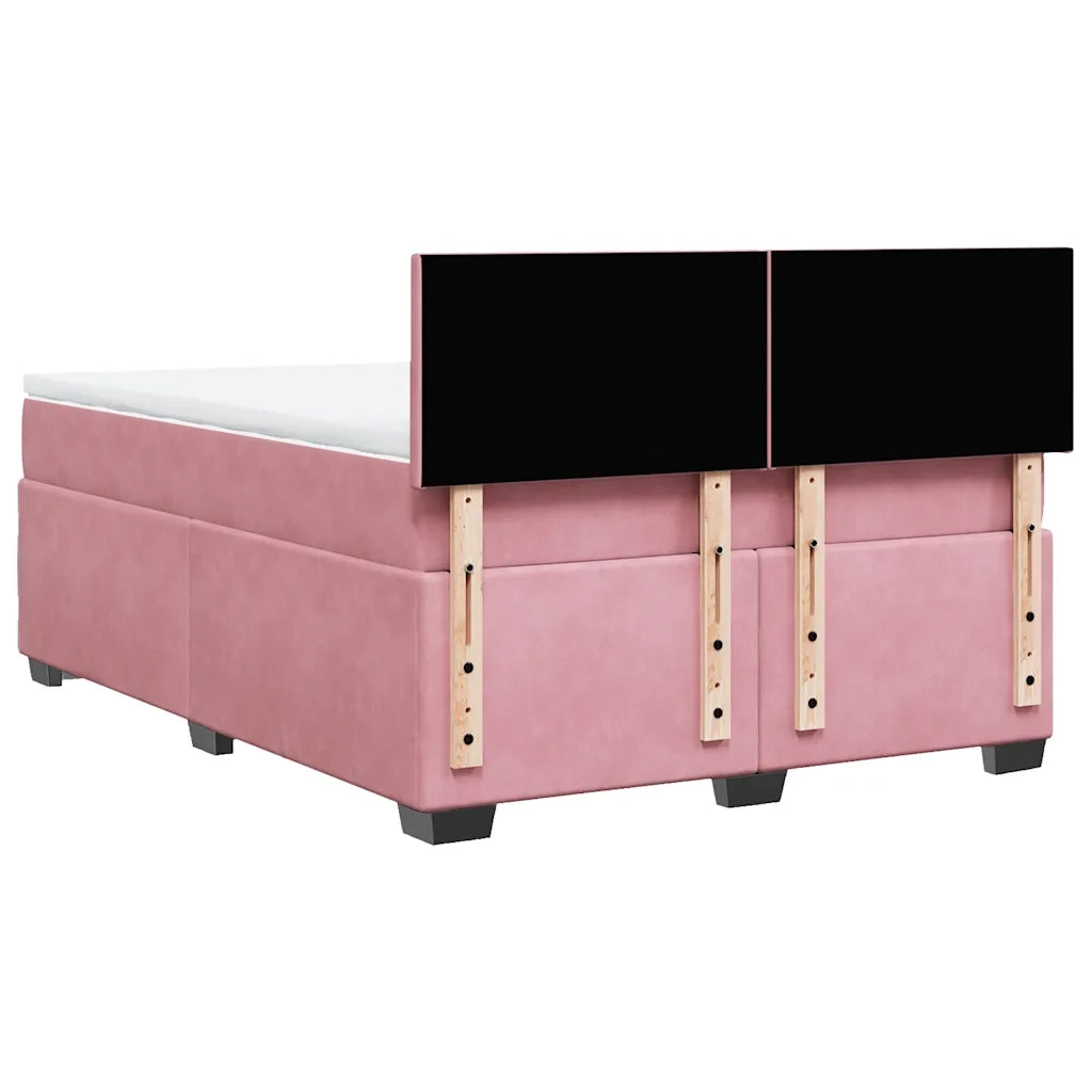Giroletto a Molle con Materasso Rosa 160x200 cm in Velluto