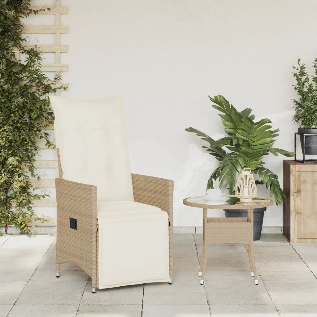 Sedia Reclinabile da Giardino | Sedie da Esterno con Cuscini Beige in Polyrattan