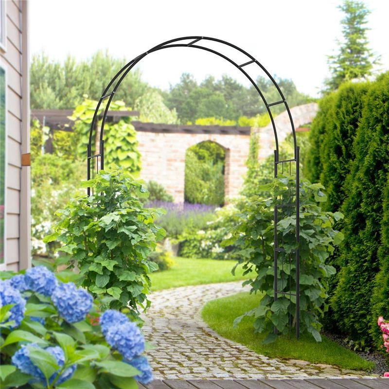 ARCHETTO DA GIARDINO PER PIANTE RAMPICANTI E DECORAZION IMETALLO NERO 153X40X210 CM