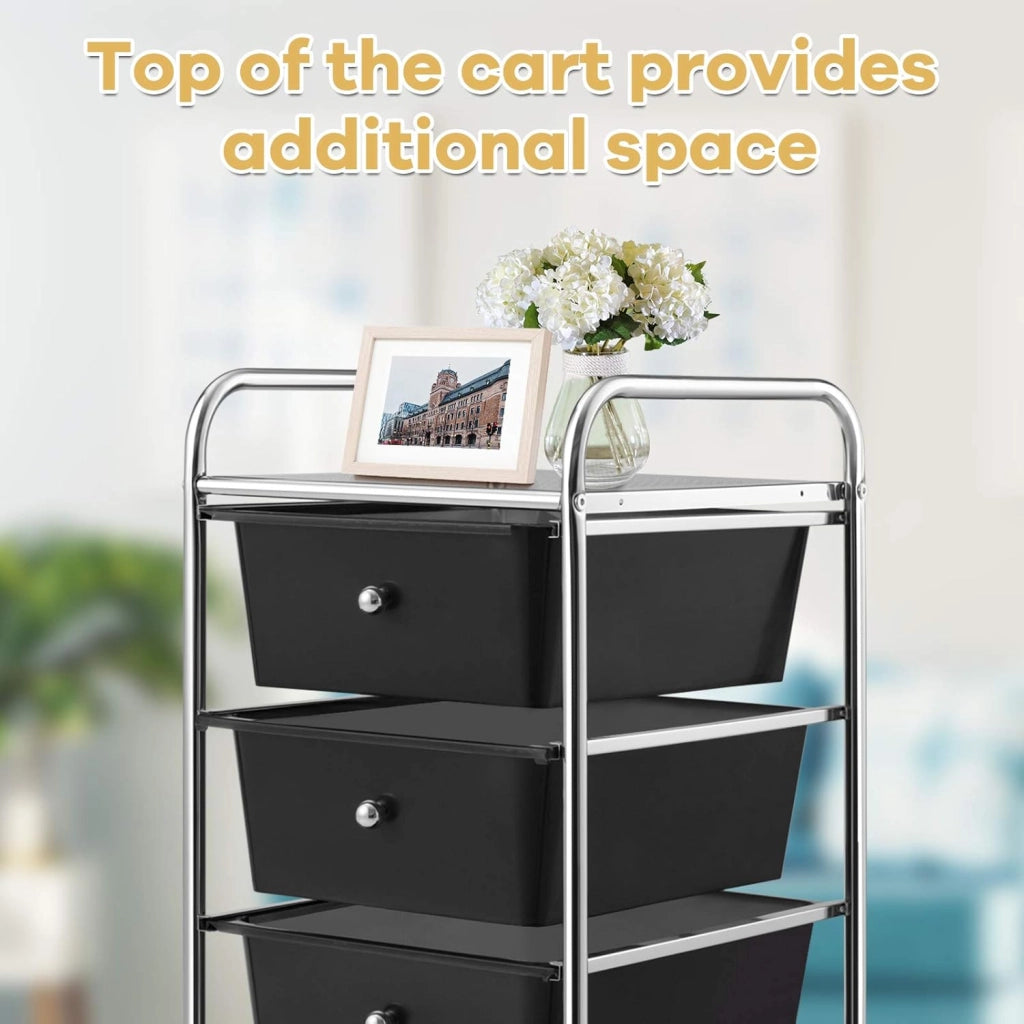 Carrello con 4 cassetti impilabili, carrello per cassetti, carrello da cucina con ruote, carrello portaoggetti, per cucina, bagno, ufficio, 32 x 37 x 76 cm (nero)