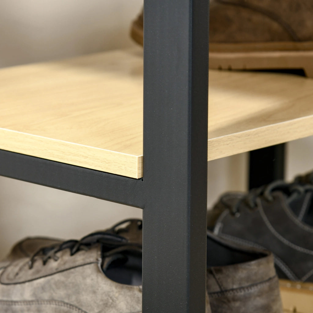 Appendiabiti con scaffale e ganci ¨C zephmum ¨C nero e naturale 60x40x175 cm