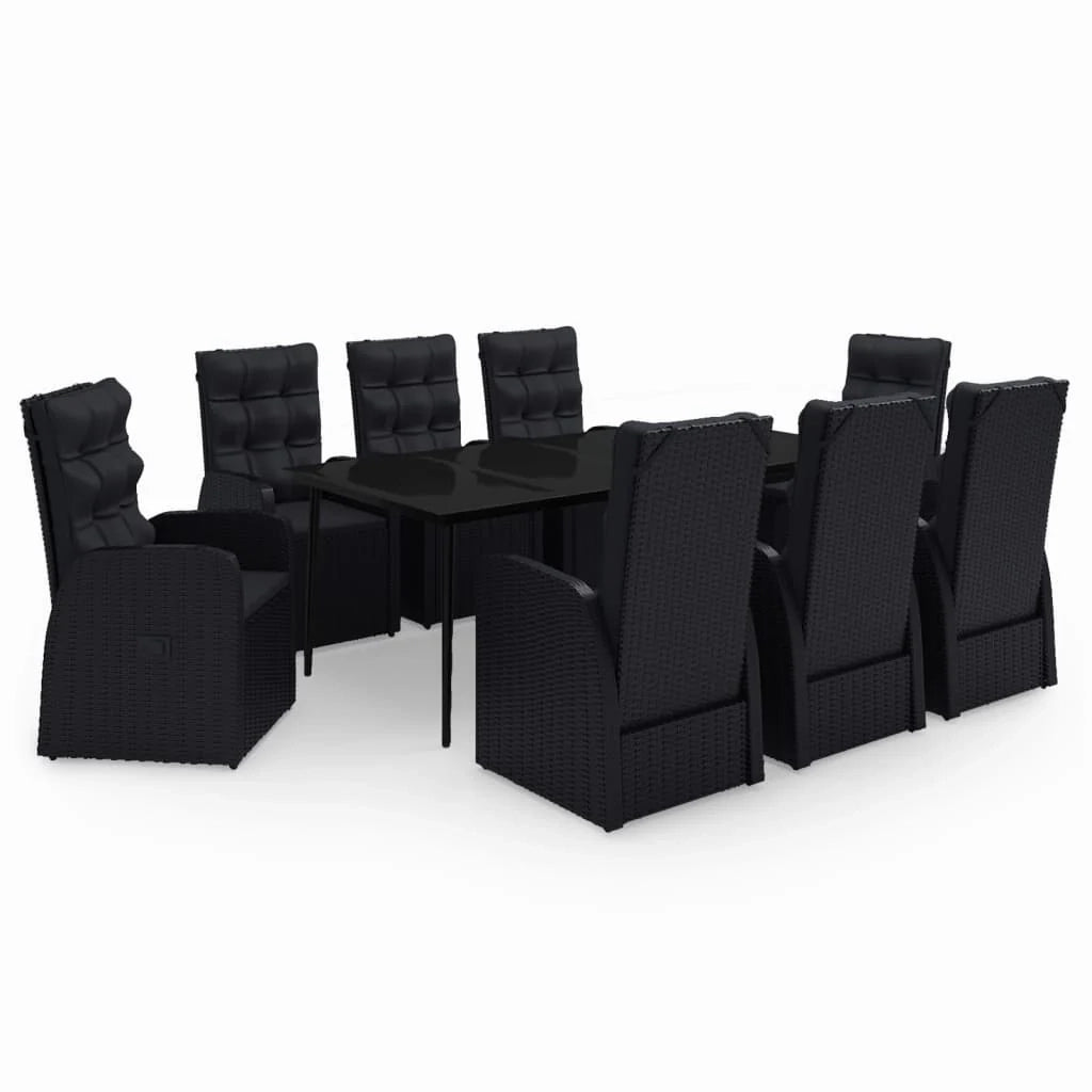 Set da pranzo da esterno nero da 9 pezzi con cuscini 02_0014175