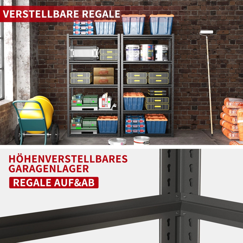 Scaffale Industriale in Metall con 5 Ripiani ¨C zephmum ¨C Grigio 160x80x40 cm