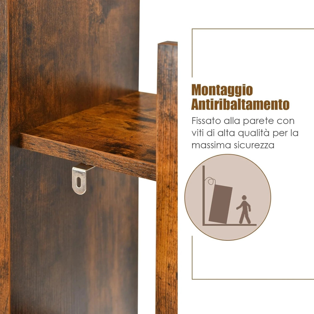 Libreria Multiuso da Terra, Libreria ad Albero con 8 Ripiani, Scaffale in Legno per Libri, Ideale per Soggiorno, Ufficio, 50 x 25 x 145 cm (marrone)