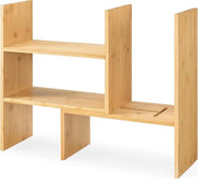 Organizzatore per ufficio in legno di bambù, mobile libero, regolabile, per contenitore in cucina.