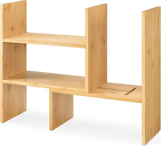 Organizzatore per ufficio in legno di bambù, mobile libero, regolabile, per contenitore in cucina.