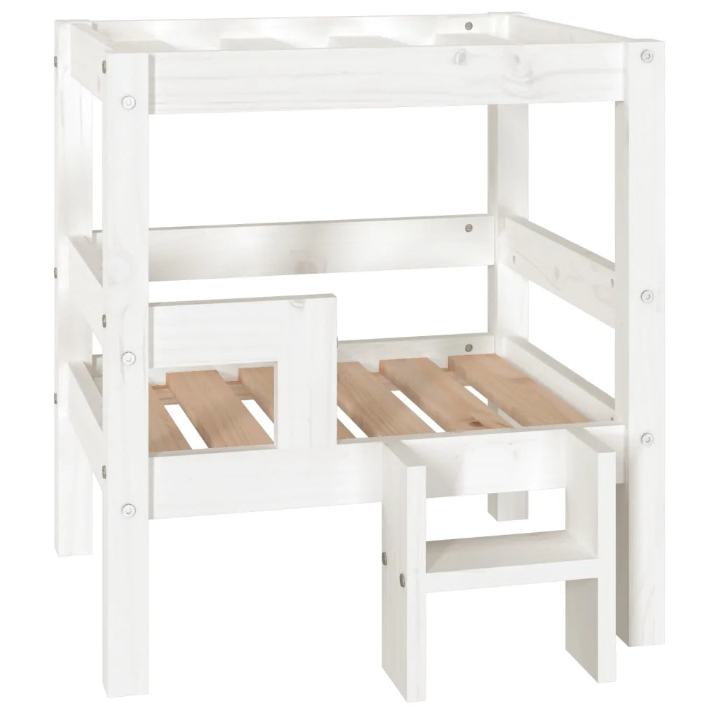 Cuccia per Cani Bianco 55,5x53,5x60cm in Legno Massello di Pino 822368