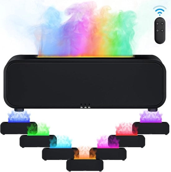 Diffusore Aromaterapico con Effetto Fiamma e 7 Colori | Umidificatore con Timer e Comando a Distanza