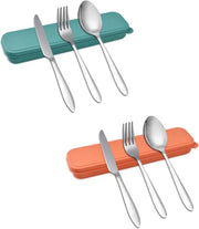 Set di attrezzatura per campeggio 6 pezzi - acciaio inossidabile - riutilizzabile - picnic box per pranzo all'aperto - outdoor - verde
