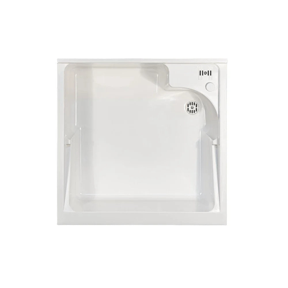 Mobile lavatoio 60x60 cm bianco con vasca in termoplastico, fondo salvagoccia e asse in termoplastico | Lavella