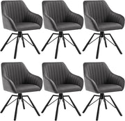 Sedie Sala da Pranzo 6 Pezzi, Sedie Cucina, Sedia Ufficio, Sedie da Pranzo Girevole Moderne con Gambe in Metallo, Seduta in Velluto, per Camera da Letto, Grigio Scuro, EZS12dgr-6
