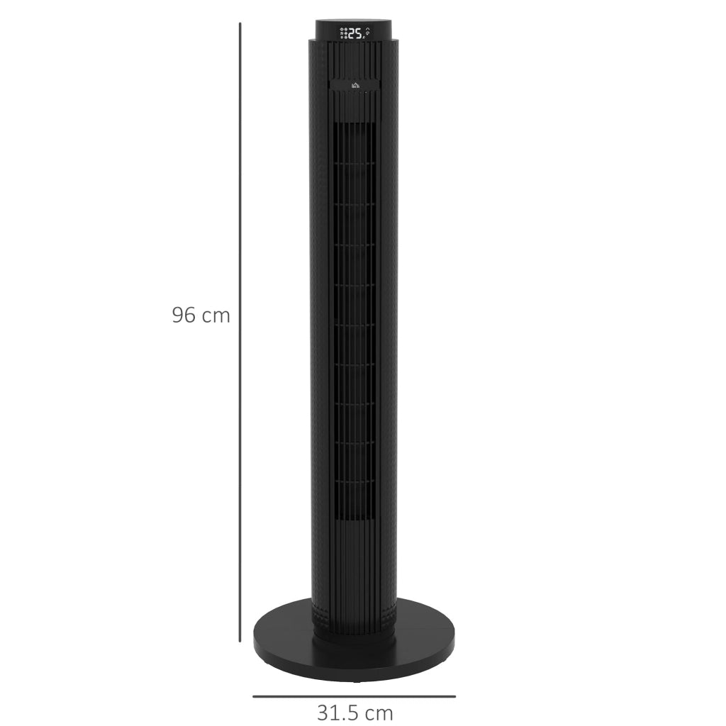 Ventilatore a Torre 45W a 4 Modalità e 3 Velocità con Timer da 12h Ø31.5x96 cm in ABS Nero