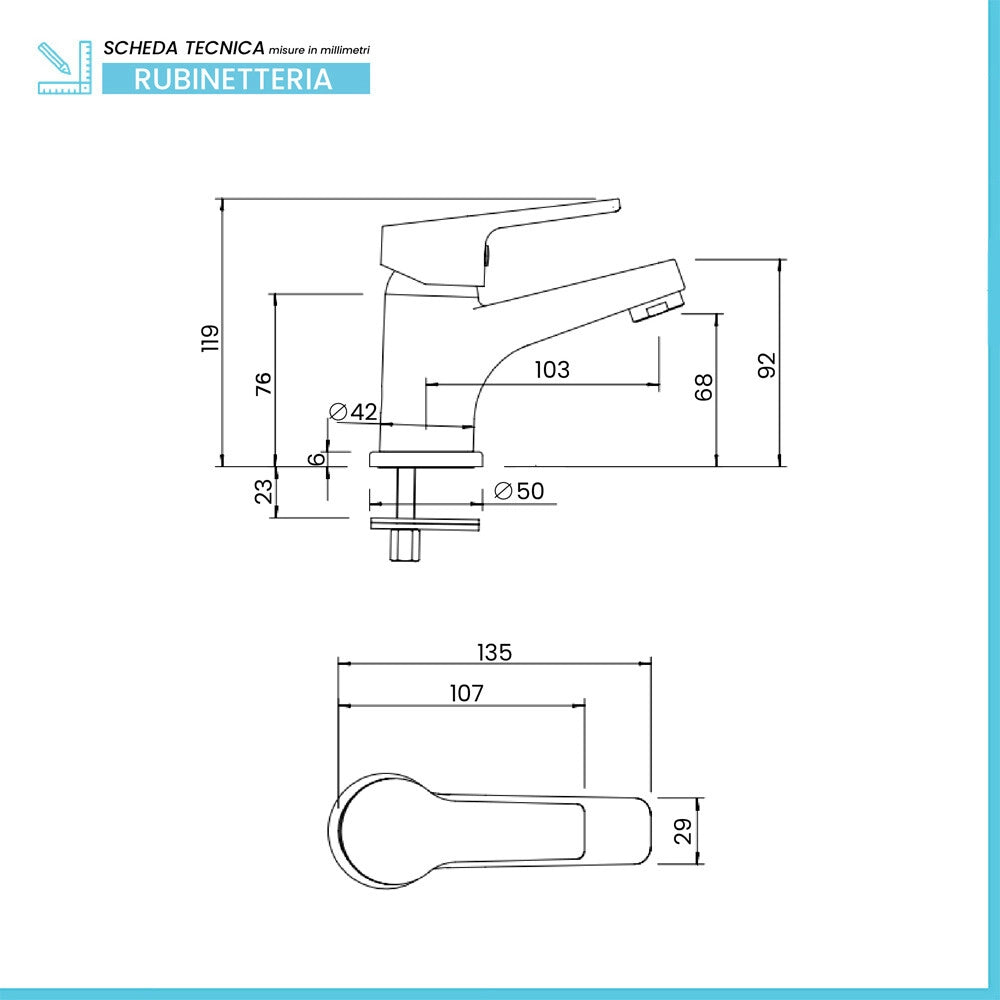 Set miscelatore lavabo e bidet cromato e piletta Mila