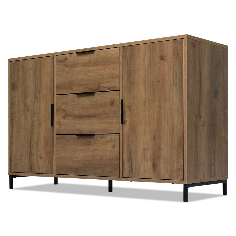 Cassettiera con 2 Ante e 3 Cassetti ¨C Xylo ¨C Rovere Scuro, 120x40x76