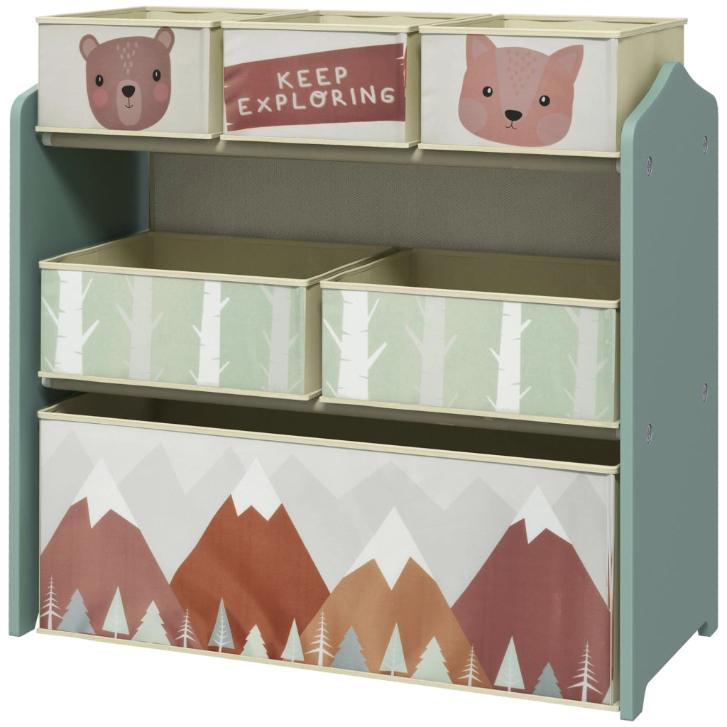Casetta per bambini con 6 contenitori in tessuto ¨C Minimal ¨C 63x30x66 cm