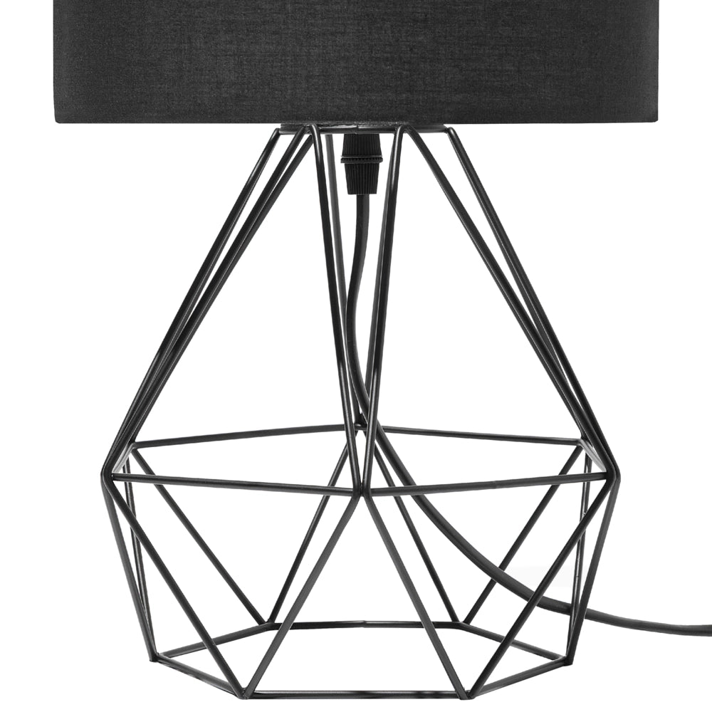 Lampada da Tavolo Paralume Nero Industrial Struttura a gabbia Nero