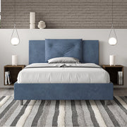 Letto matrimoniale francese senza rete imbottito 140x190 microfibra blu Appia
