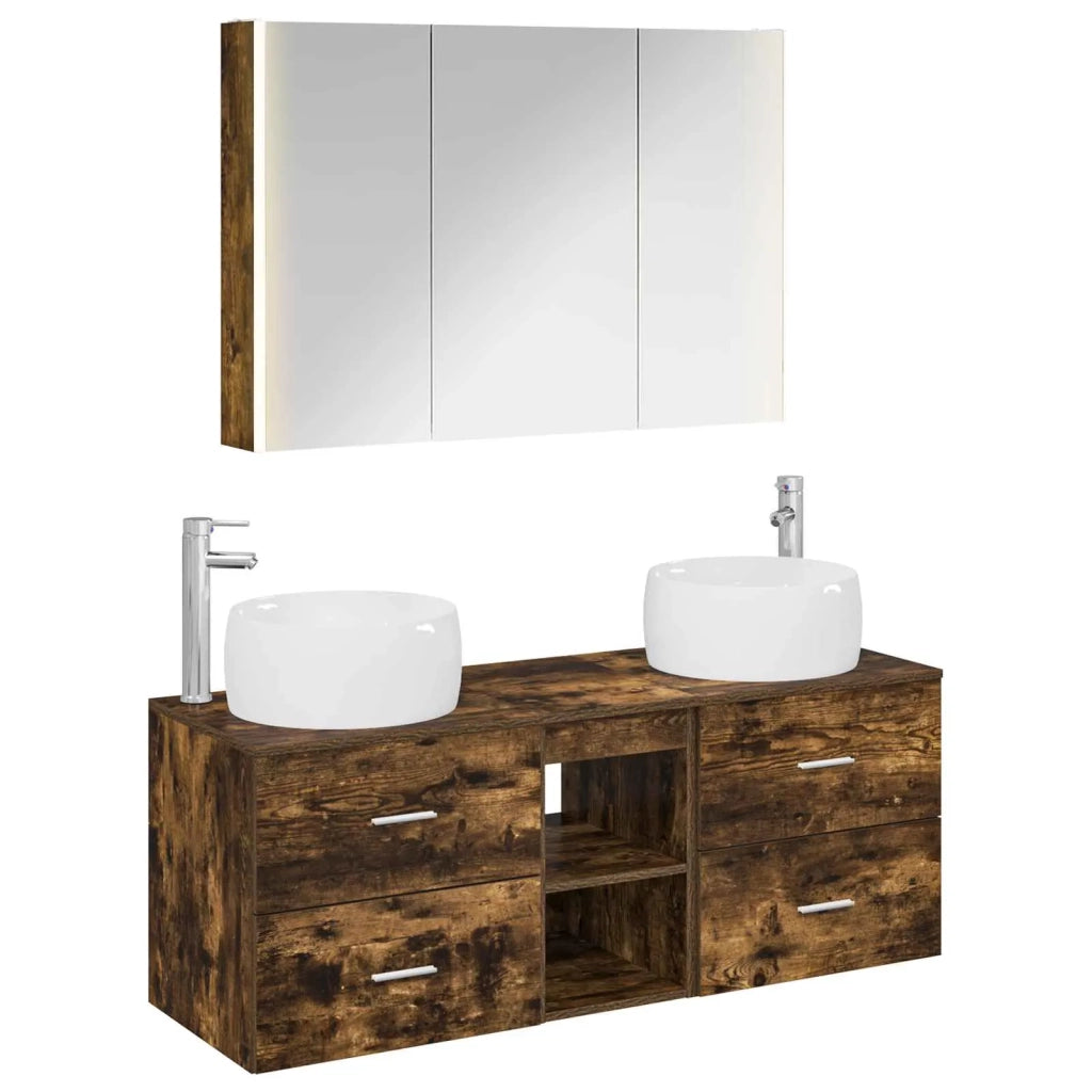 Set di mobili per il bagno 4 pcs Rovere Fumo 3407027