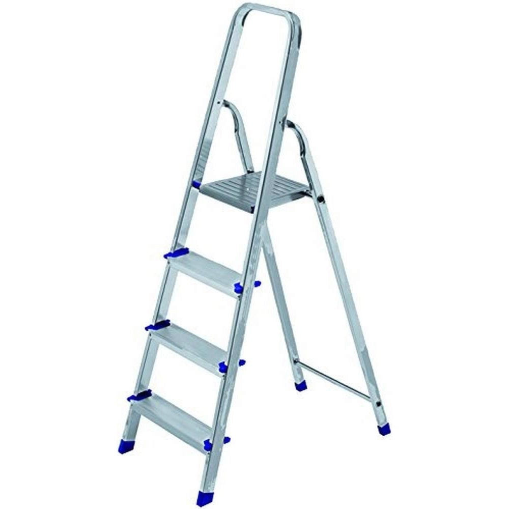 Trade Shop - Scala Scaletta Pieghevole 4 Gradini Antiscivolo Scaletto In Alluminio Max 150kg -