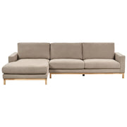 Divano angolare destro Tappezzeria in poliestere taupe Gambe in legno Elegante
