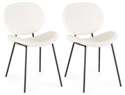 Set 2 Sedie 52x59,5x79,5 cm Maddie in Bouclè Bianco